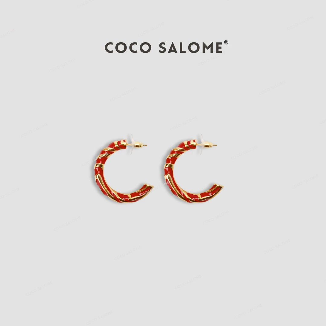 铜合金耳饰  COCO SALOME 新款红色耳环时尚轻奢高级感 B203