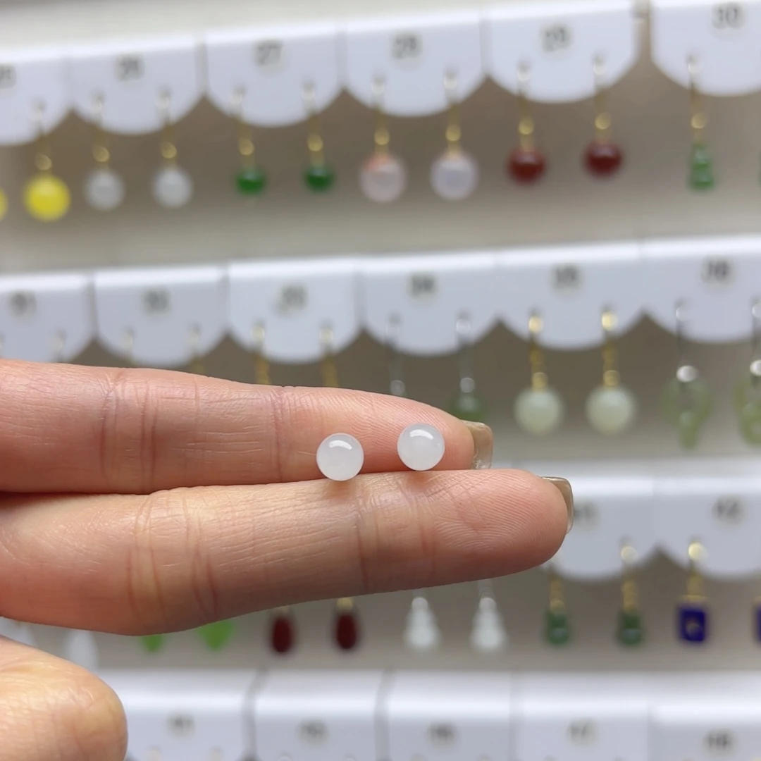 银S925镶嵌和田玉耳饰