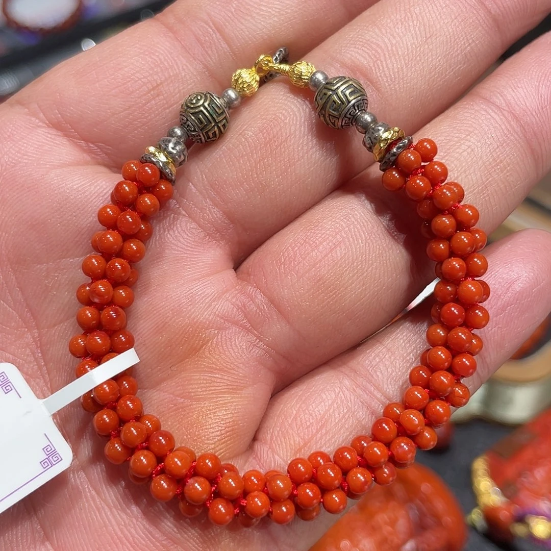 南红玛瑙银S925镶嵌单珠