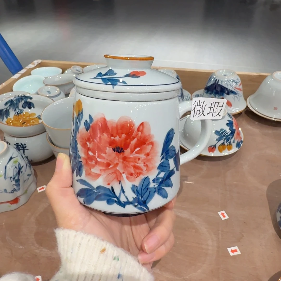 釉下手绘茶具微瑕