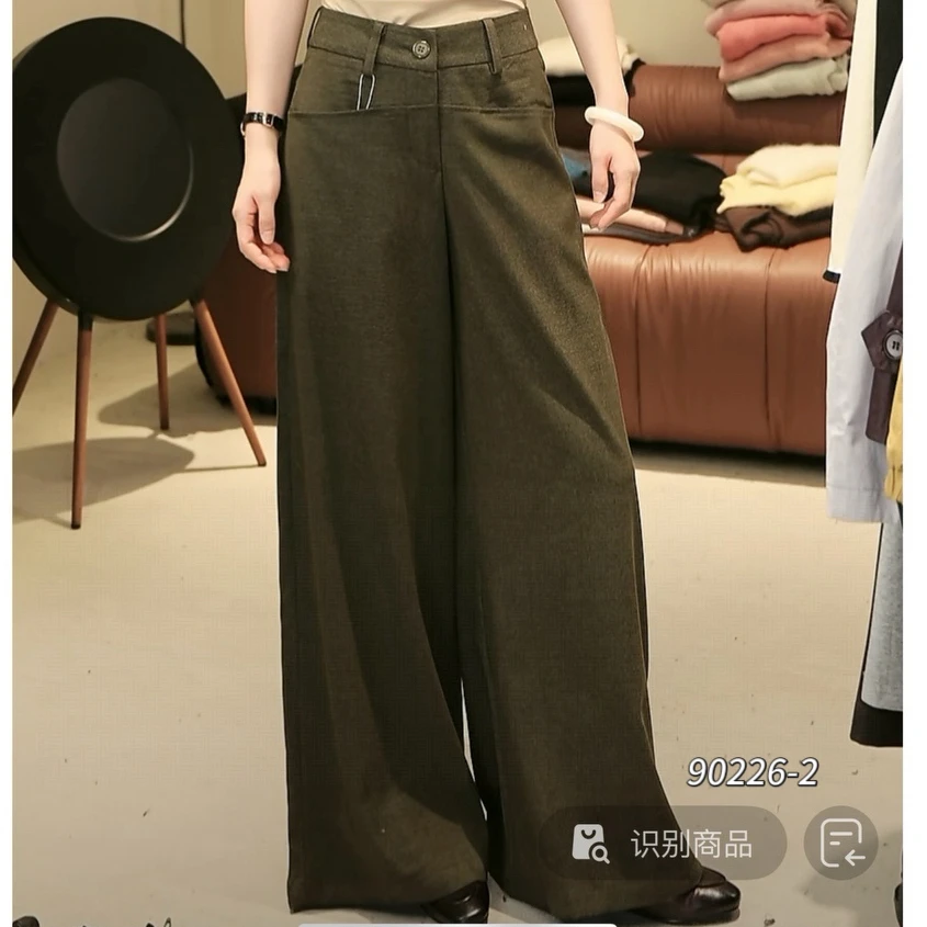90226裤长99cm左右（复合) SANFAN 新款宽腰带俩口袋休闲长裤