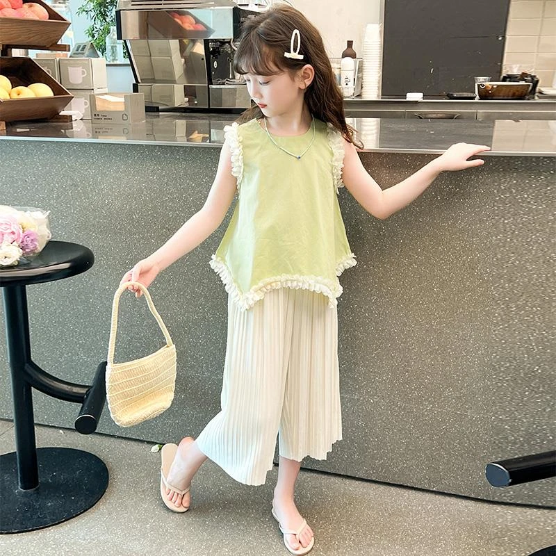 FAVMARTHA女童套装夏装2025新款洋气儿童休闲时髦夏季背心女孩阔