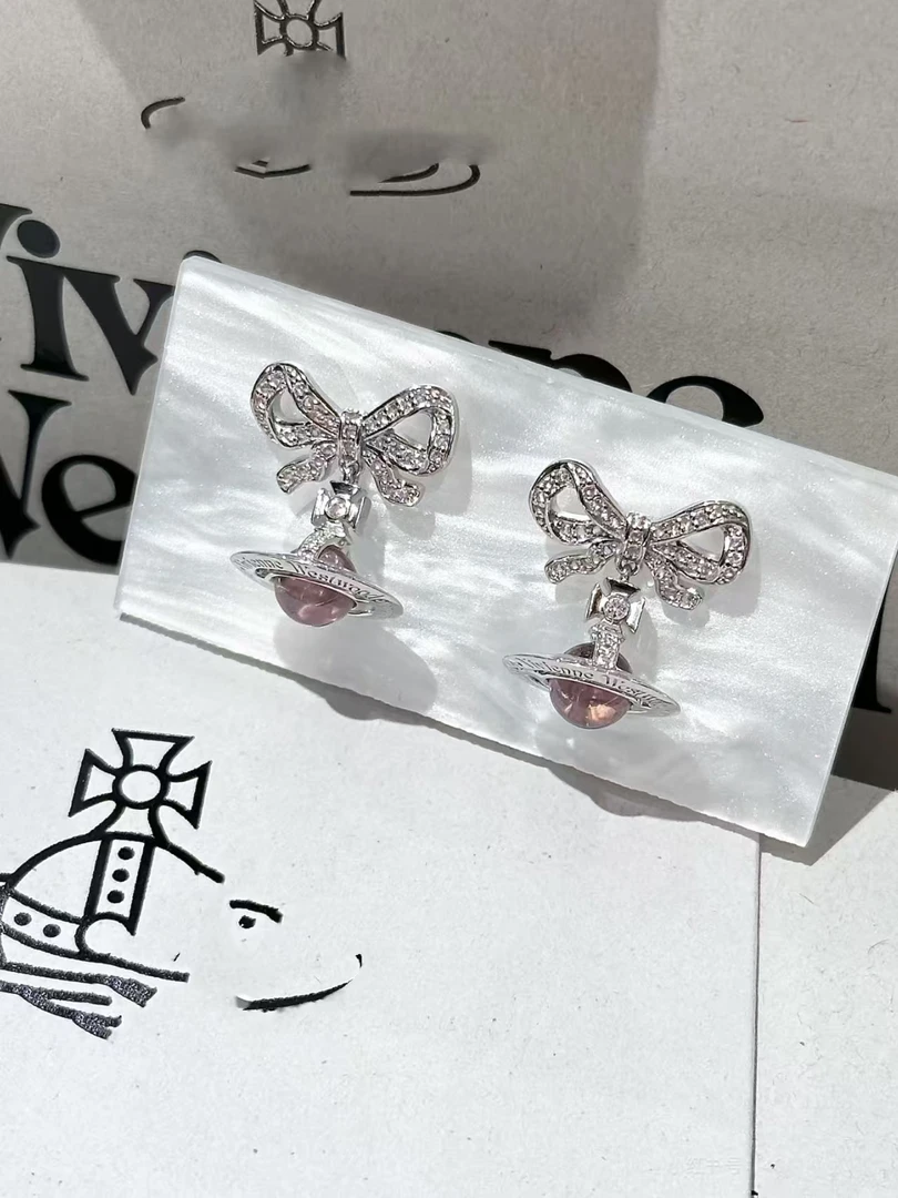 铜合金耳饰 【蝴蝶结orb耳钉】min款满钻925银针轻奢俏皮耳环耳钉