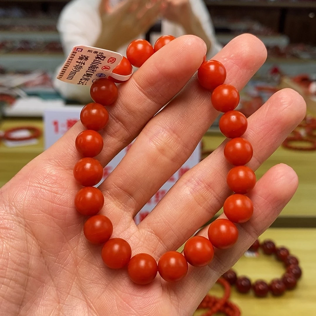 南红玛瑙哑光圆珠手串9mm未镶嵌