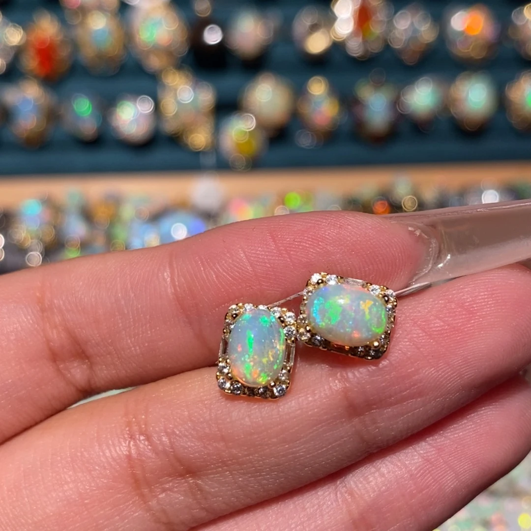 欧泊银S925镶嵌耳饰