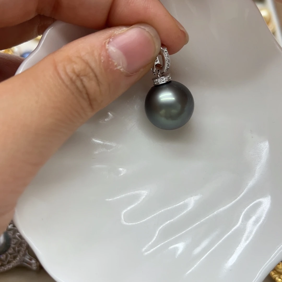 银S925镶嵌海水珍珠吊坠(不含链)