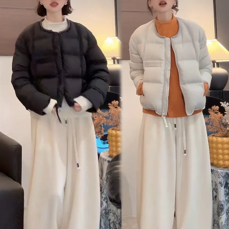 韩系设计感圆领长袖棉服女2025新款小众洋气时尚百搭显瘦潮流衣服