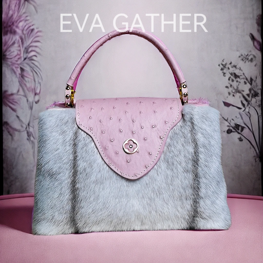 双十字卡普百搭手提包包中号手拎包美爆了轻奢时尚蓝色女士拼色