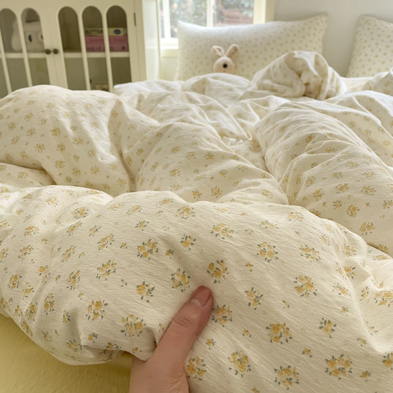 2025新款双层纱被套被罩床上公主风被套格子非全棉纯棉床单罩家用