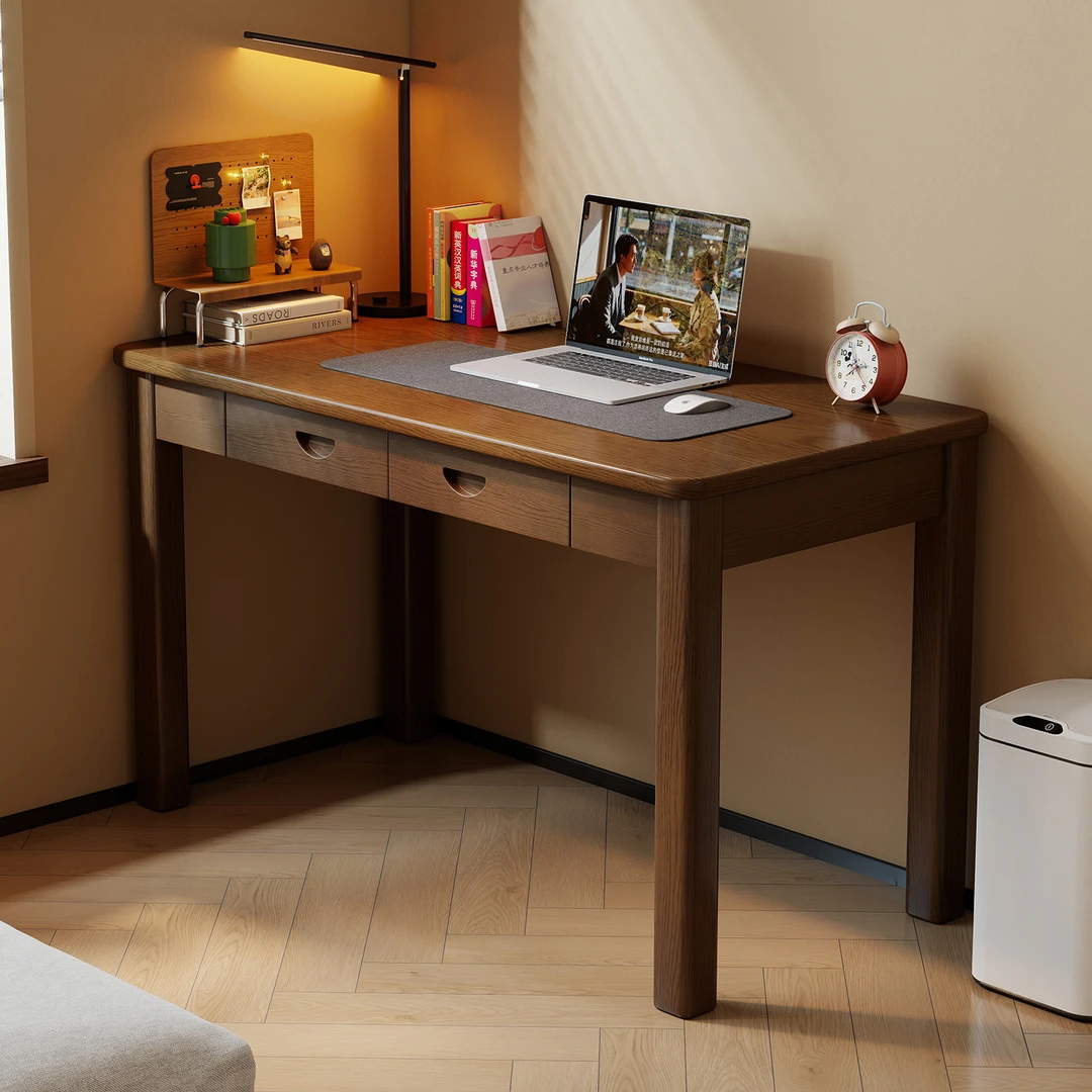 希静全实木家用书桌小户型电脑桌成人办公桌学生学习桌学生写字桌