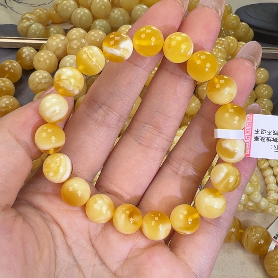 手链琥珀未镶嵌11.5金瓷白