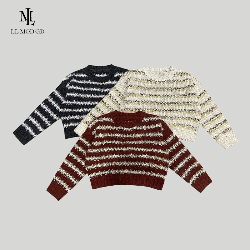 香韵绮梦 长袖圆领针织衫女款秋冬季百搭宽松毛衣上衣YLXR-255319