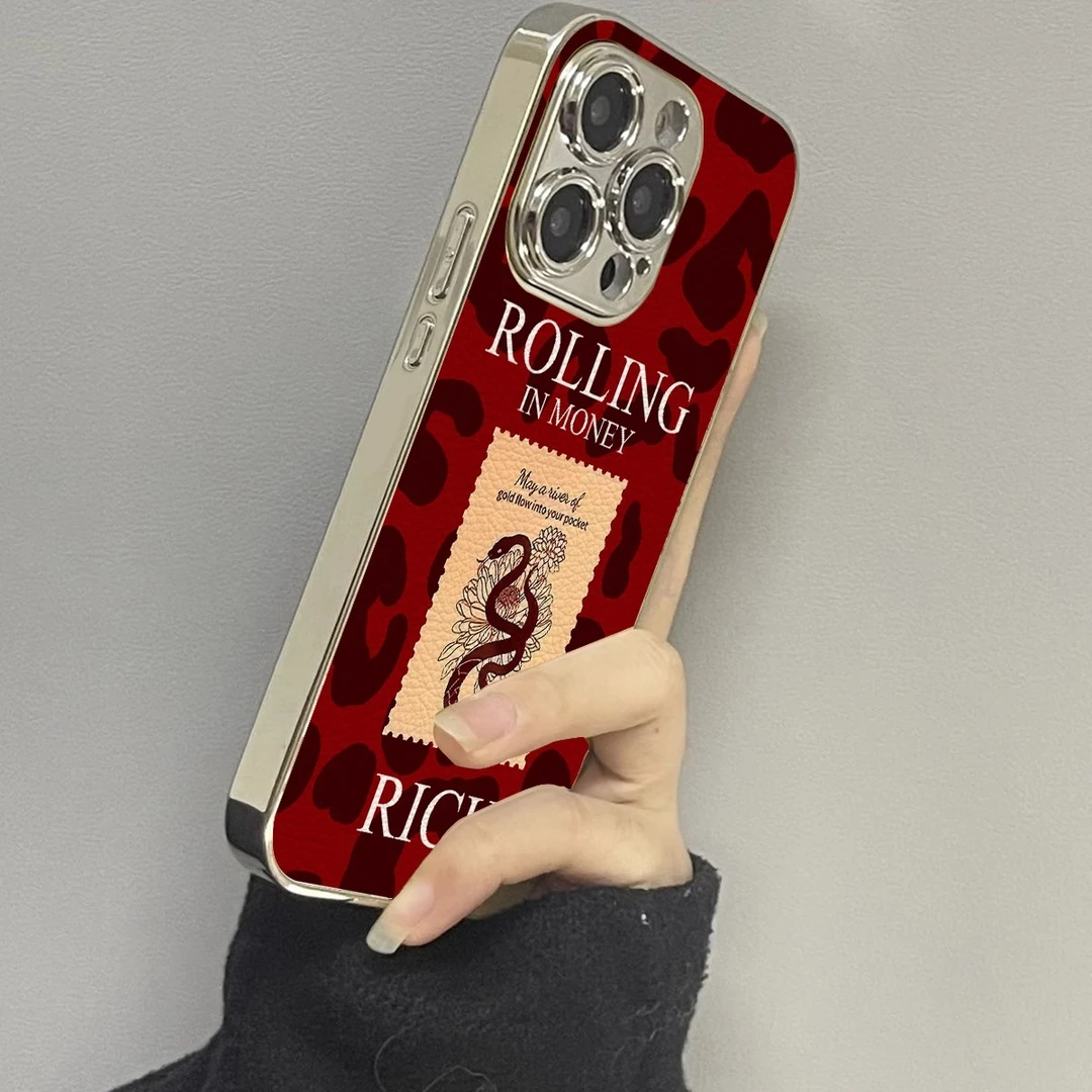 邮票蛇适用苹果16promax手机壳15网红电镀14硅胶13全包12新款11