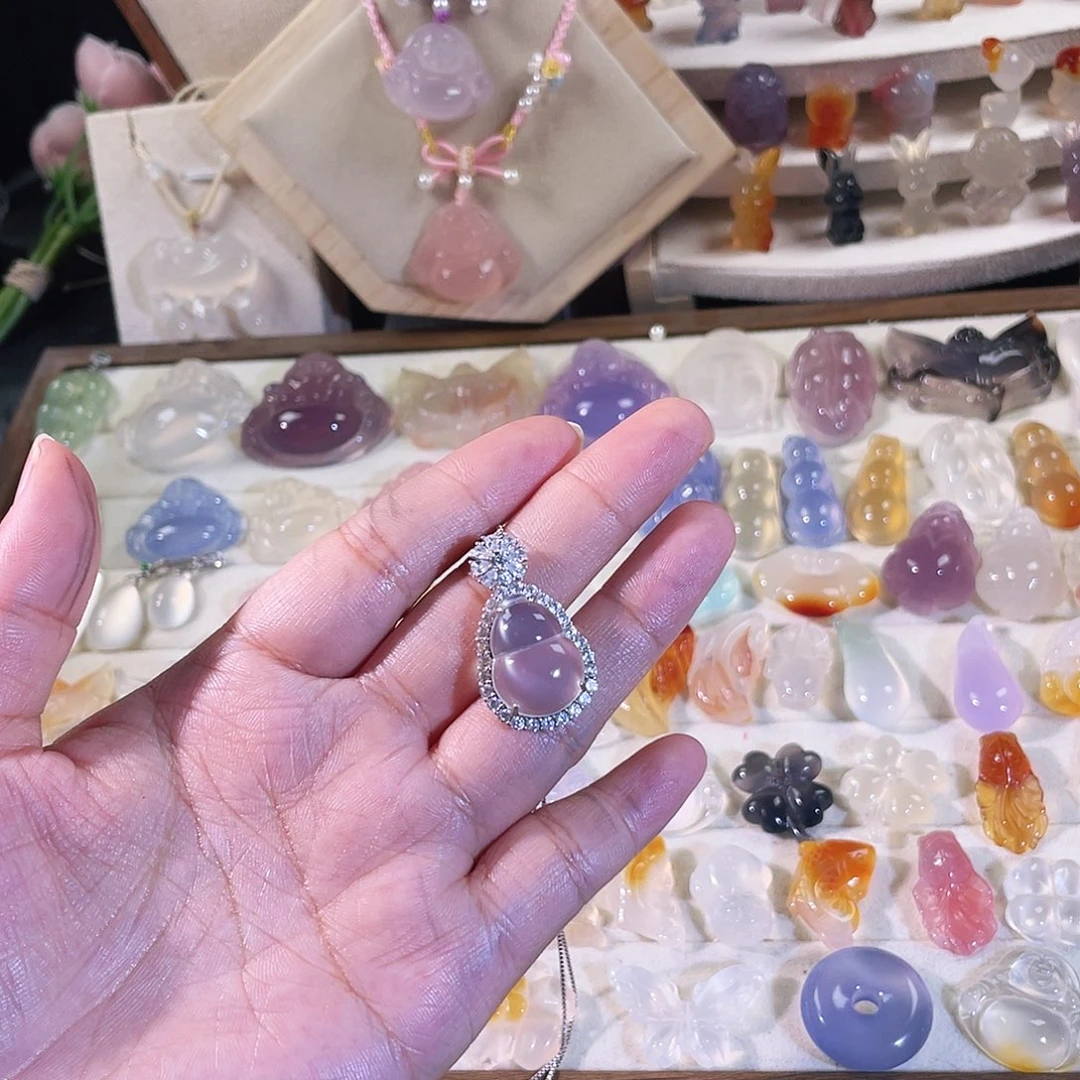 玛瑙/玉髓银S925镶嵌颈饰