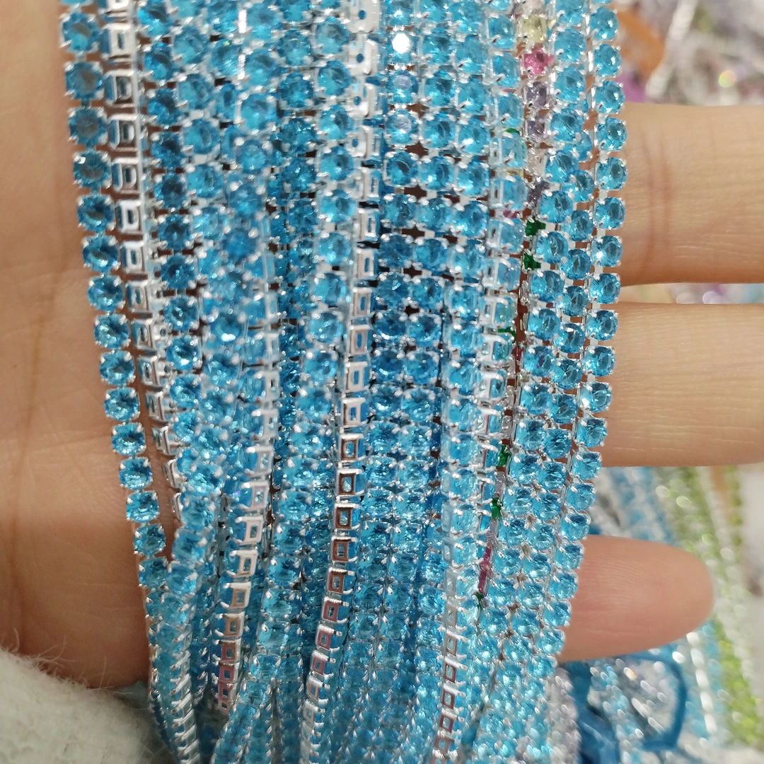 【厂家直销】彩色diy宝石锆链 串珠手链项链