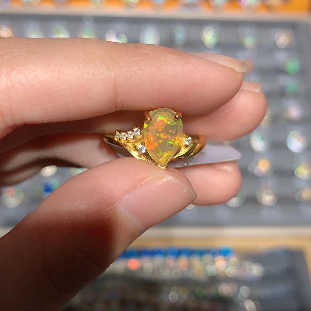 银S925镶嵌欧泊欧泊戒指y