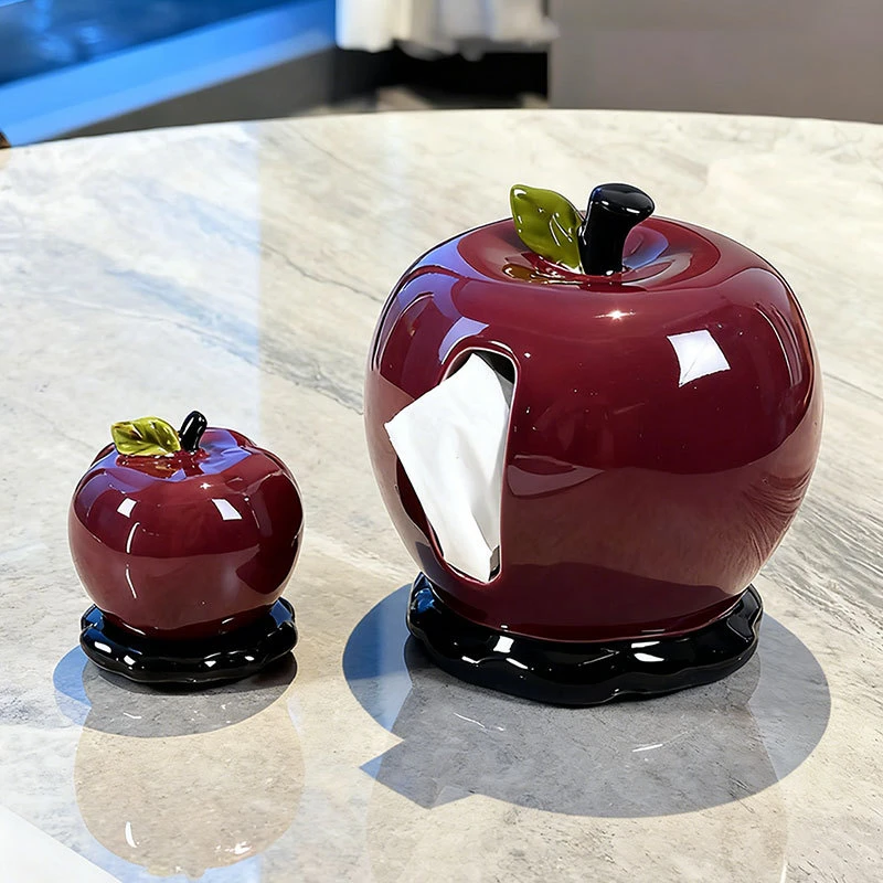 苹果纸巾盒客厅高档轻奢抽纸盒新款家用创意茶几摆件陶瓷餐巾纸盒