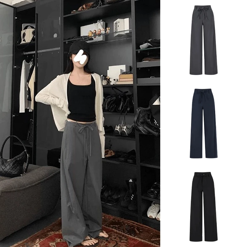 Moses Queen/魔西女王中低腰镰刀裤宽松休闲阔腿工装裤百搭长裤子