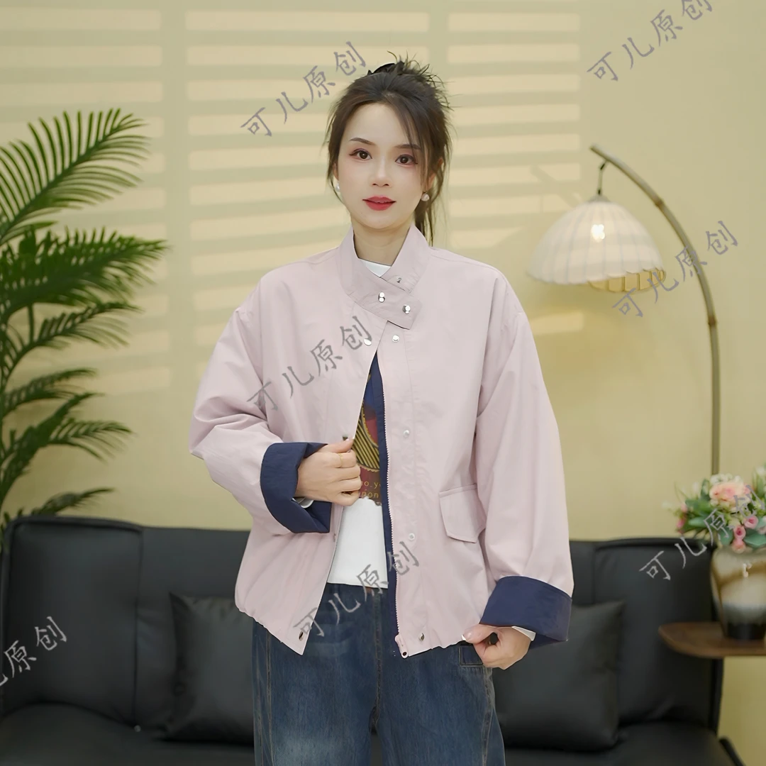 春季新款韩系时尚女款熟悉软三防面料好打理休闲百搭女士立领外套
