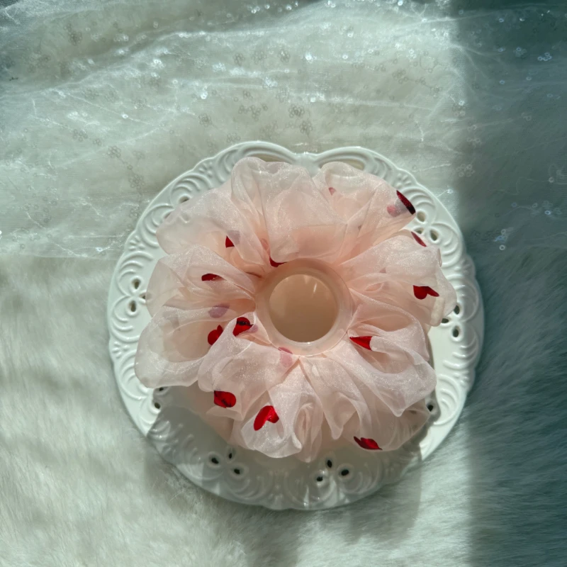 欧根纱爱心大肠发圈，抖音作品有高清图片～