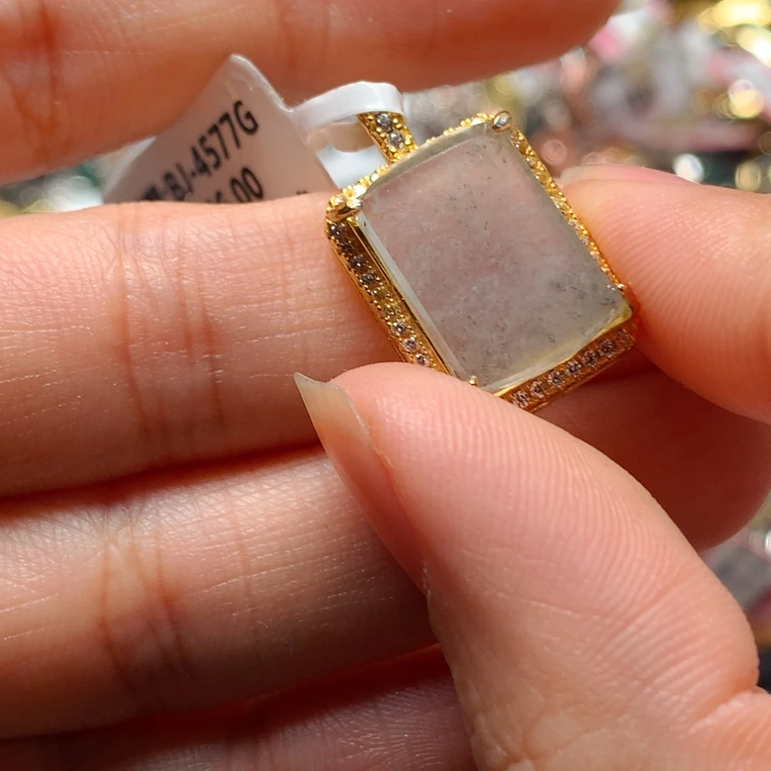 翡翠戒指银S925镶嵌天然翡翠吊坠