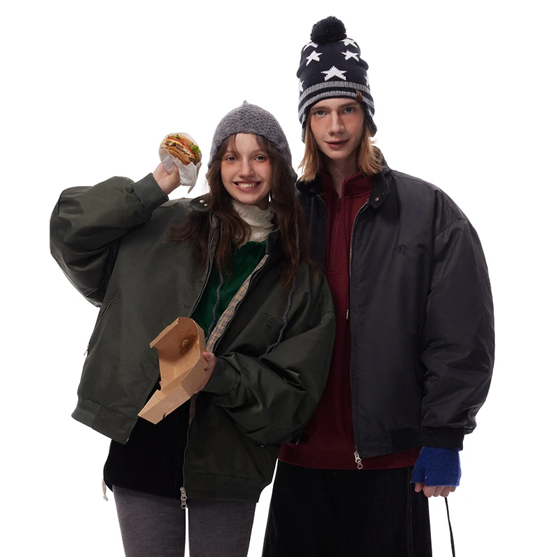 江南先生美式刺绣飞行夹克棉服秋冬男女宽松保暖加厚棉衣JN44B41