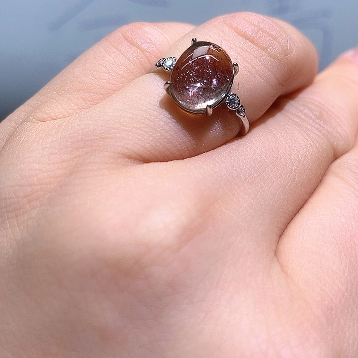 p***晶戒指水晶银S925镶嵌水晶