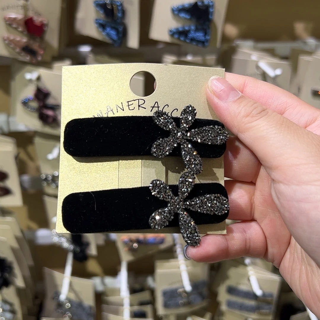 非金属布艺大花丝绒拜拜夹