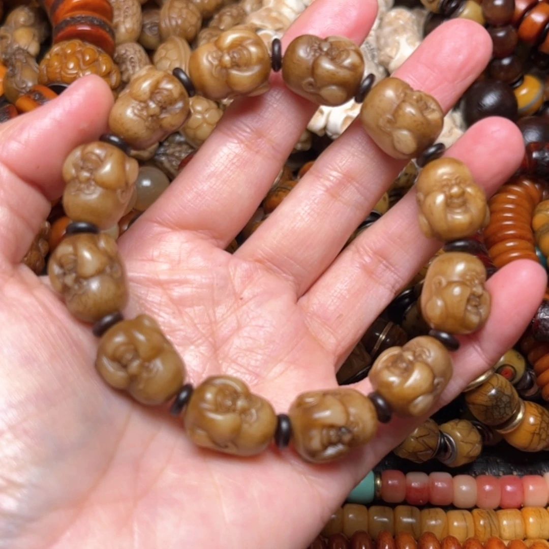 【闪购商品】牛骨手串/手链牛骨原色弥勒佛17×14×12颗