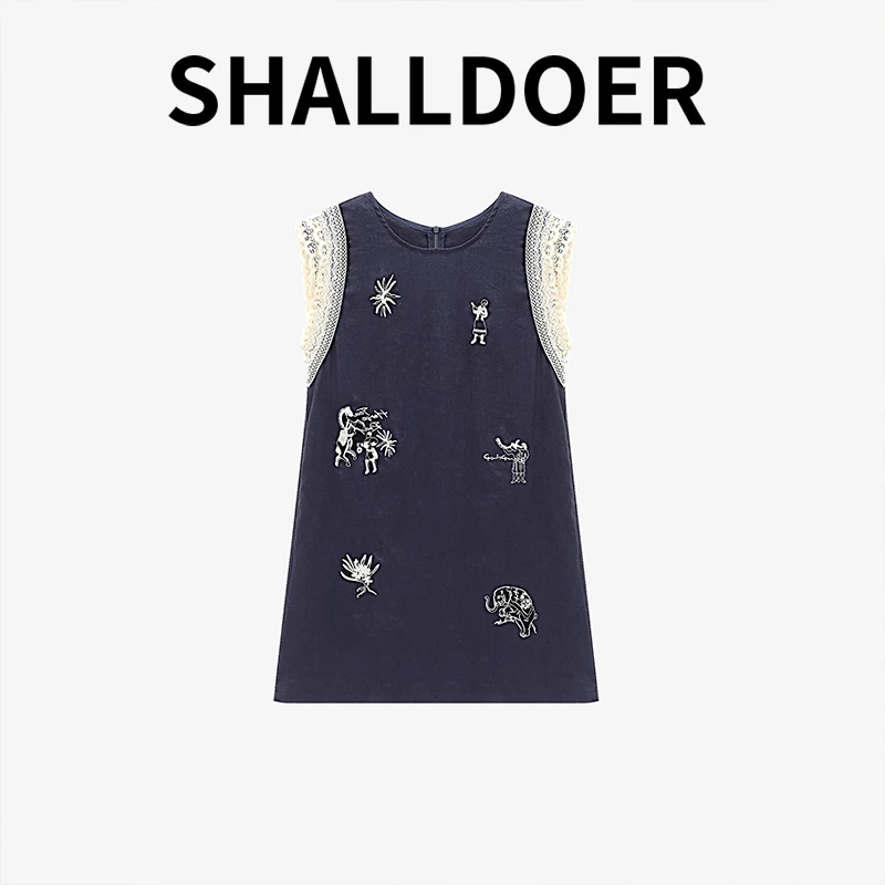 2025年夏季新款时尚印花拼接小飞袖连衣裙女款时尚百搭设计感裙子