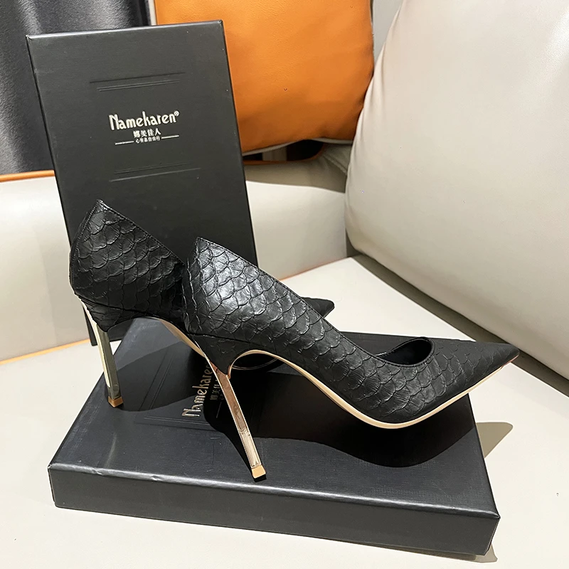 2025欧美御姐恨天高超高跟鞋细跟单鞋夜店性感12cm不累脚尖头女鞋