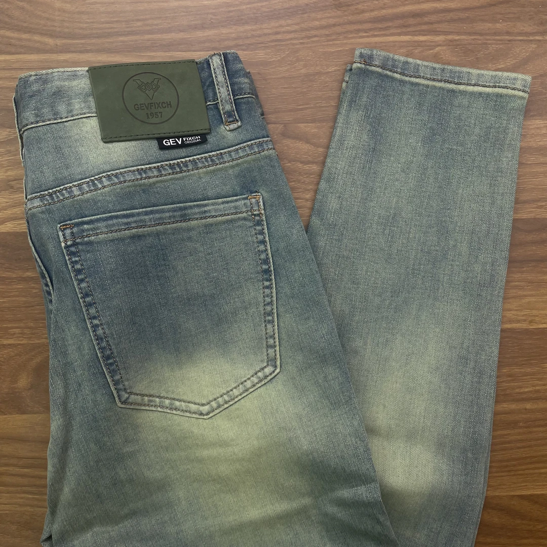 【阿江专属】gev黄泥水洗复古蓝夏季薄款男士欧版修身百搭牛仔裤