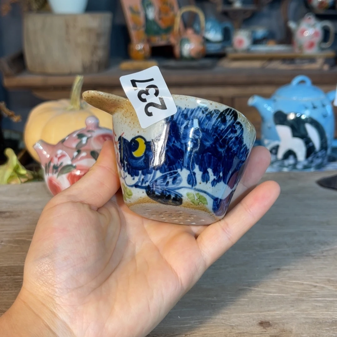 壶素浅陶瓷手工手绘