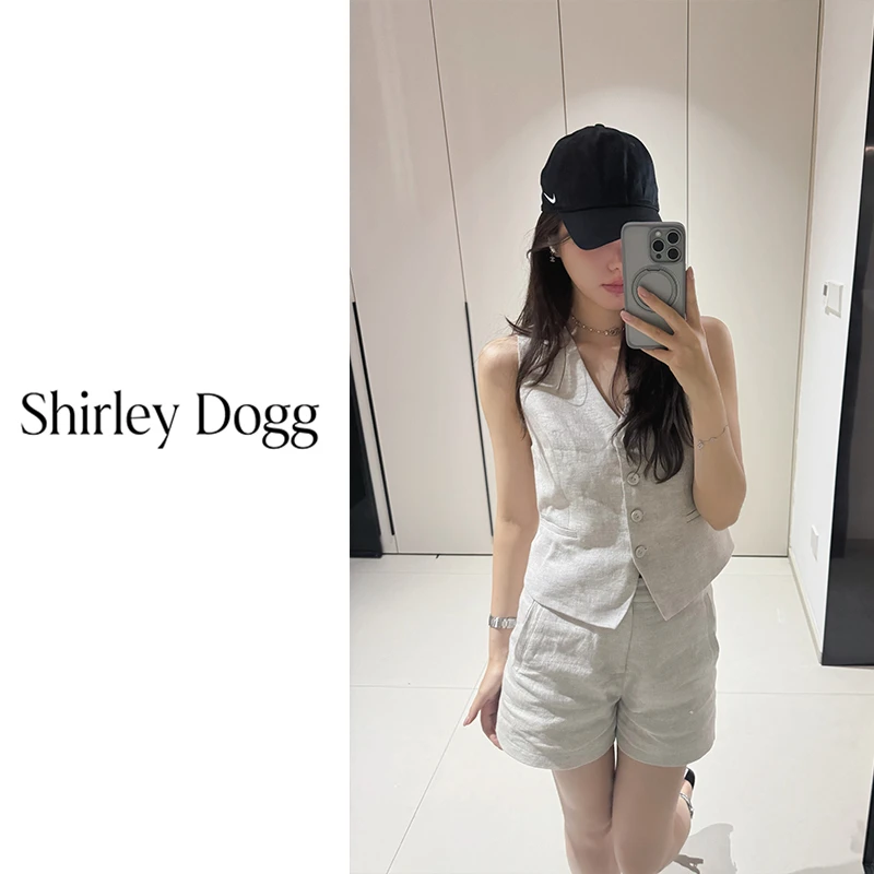 汤元家sd 亚麻老钱风简约夏季背心短裤套装