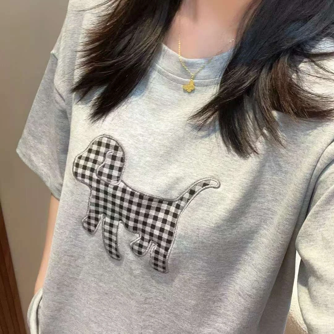 夏季带胸垫短袖短裤版休闲可外穿家居服夏天睡衣女套装女士腊肠狗