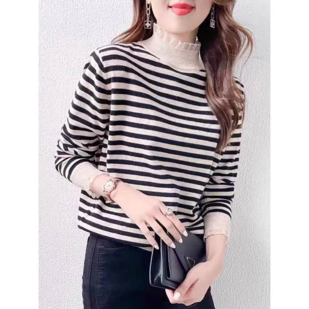 【502条纹打底】早秋新款宽松设计感上衣女针织衫显瘦