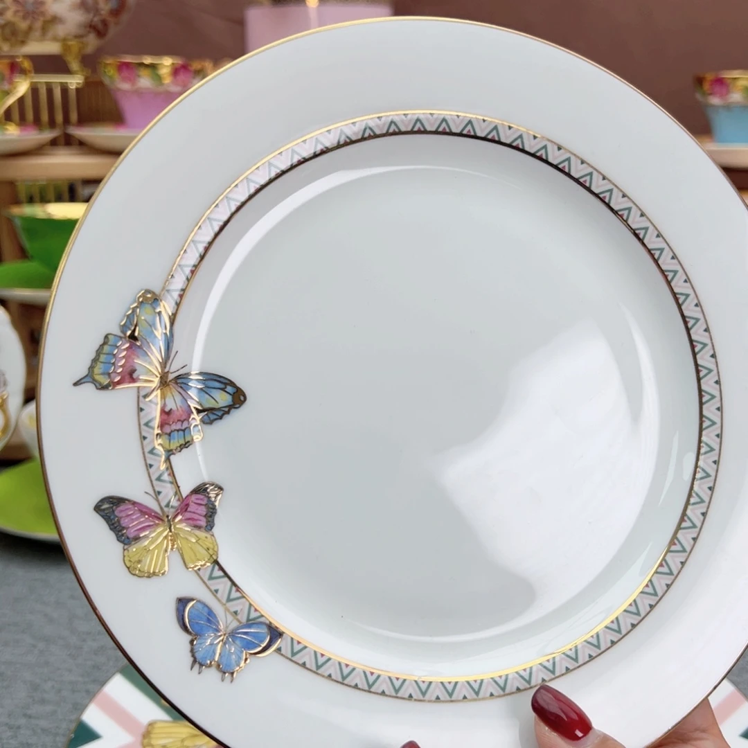 自然写生蝴蝶8寸盘礼盒瓷片