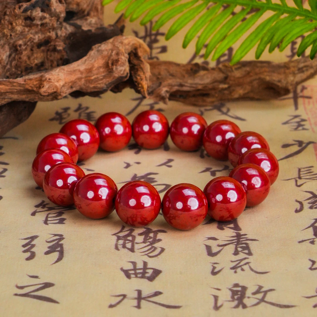 含辰砂工艺品SC-261 高抛光朱砂手串 约8mm/14mm