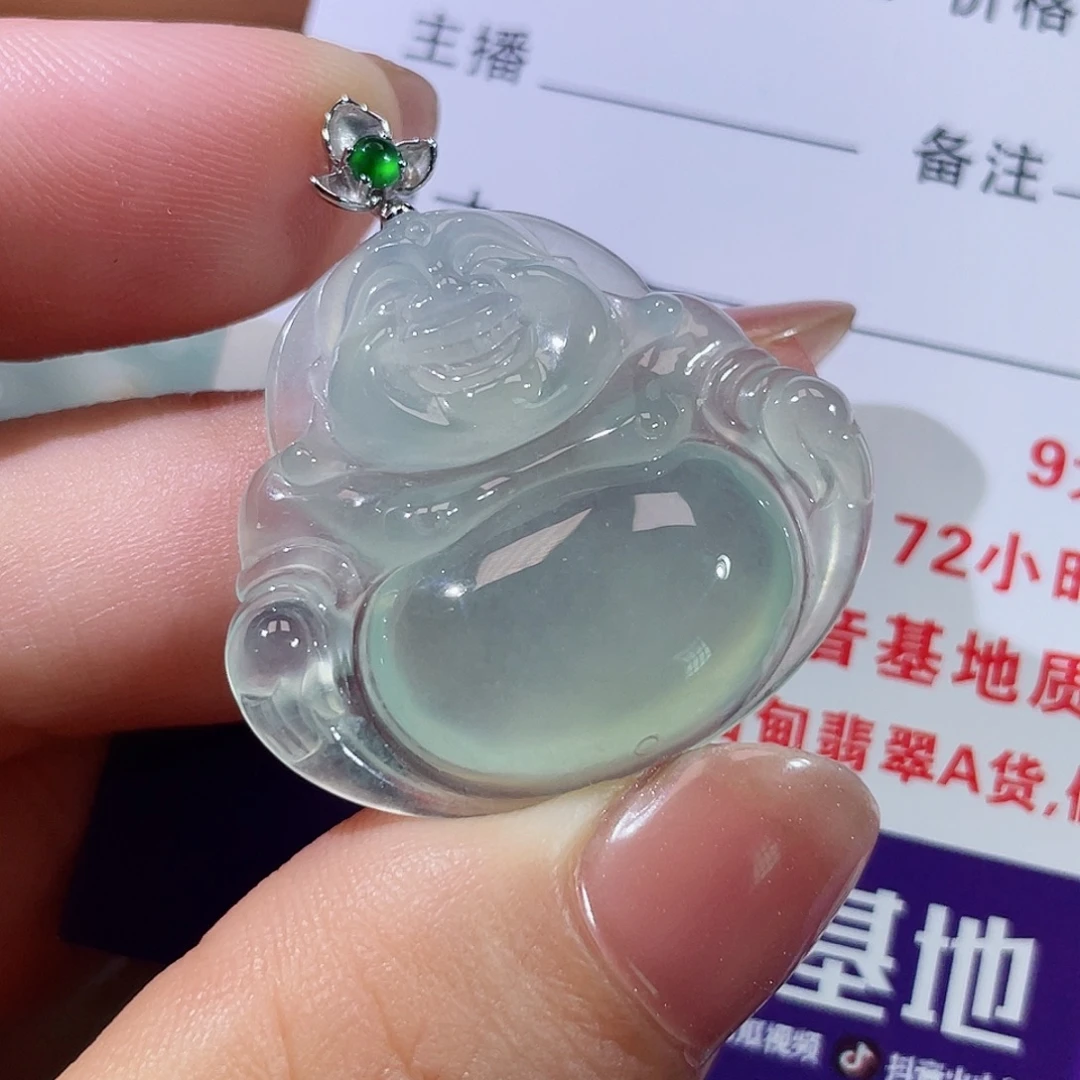 翡翠18K金镶嵌颈饰佛公