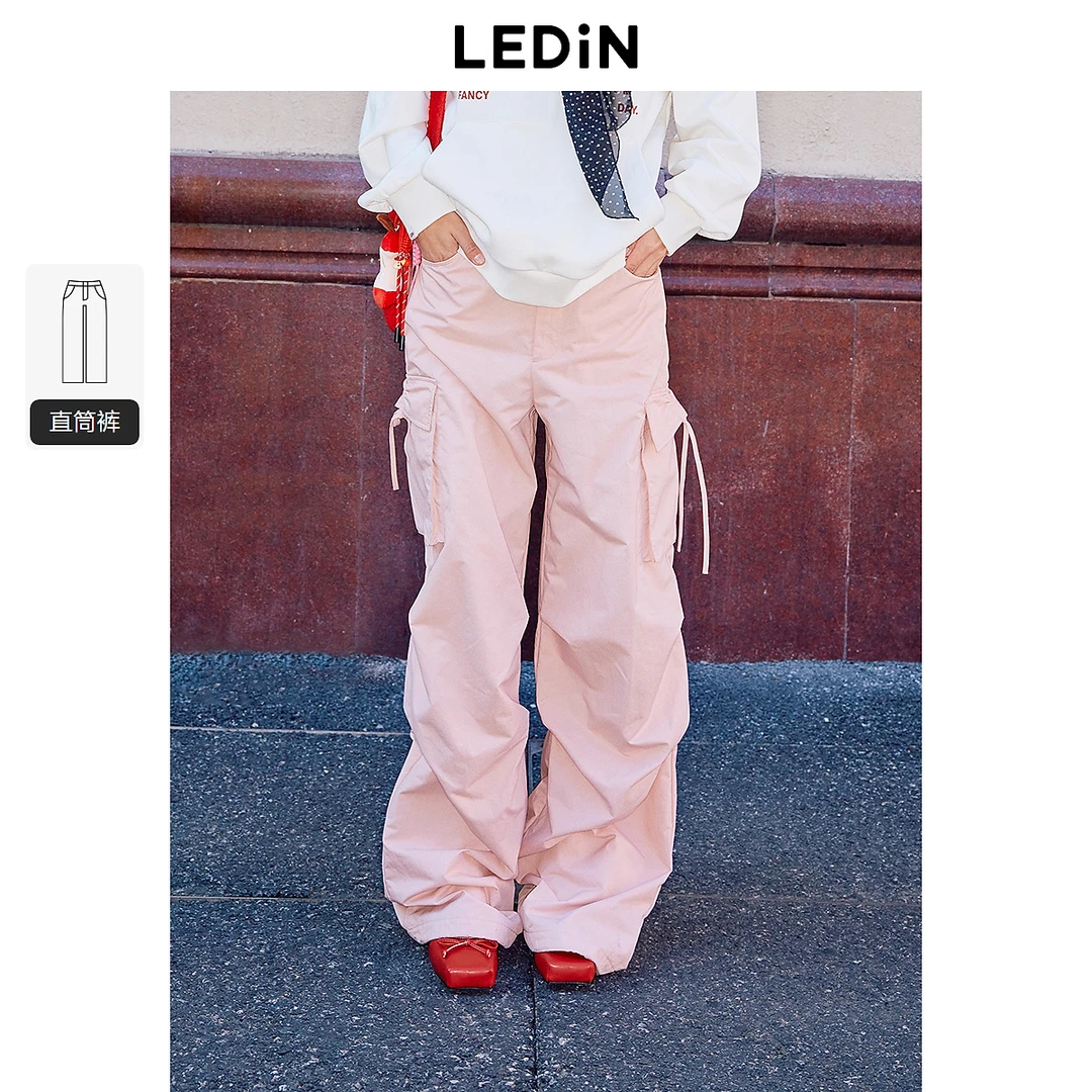 【商场同款新品】乐町25春蝴蝶结打褶长裤休闲工装裤C1GBF1410