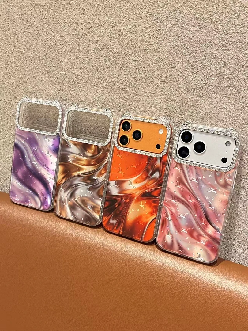 [闪钻边框]kt猫镜头炫彩手机壳适用苹果17promax/16pro保护壳