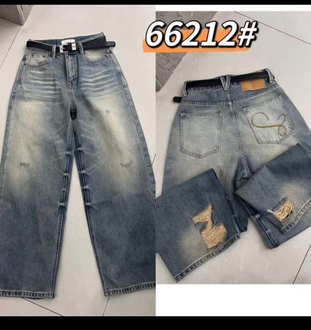 XMM《GZ裤脚大破洞牛仔裤》春季款时尚百搭洋气休闲显瘦牛仔裤66212