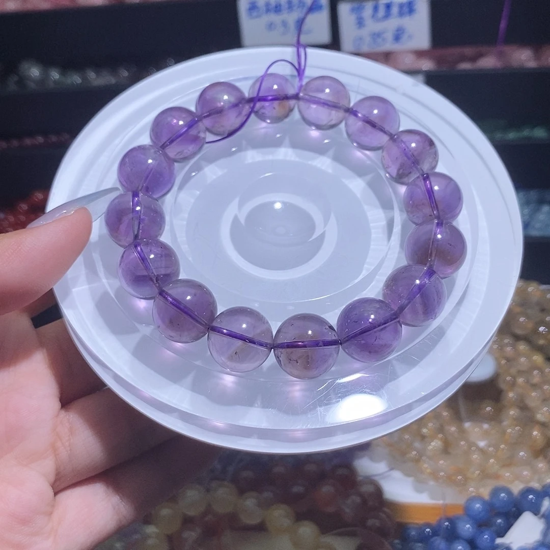 烟晶手链银S925镶嵌紫水