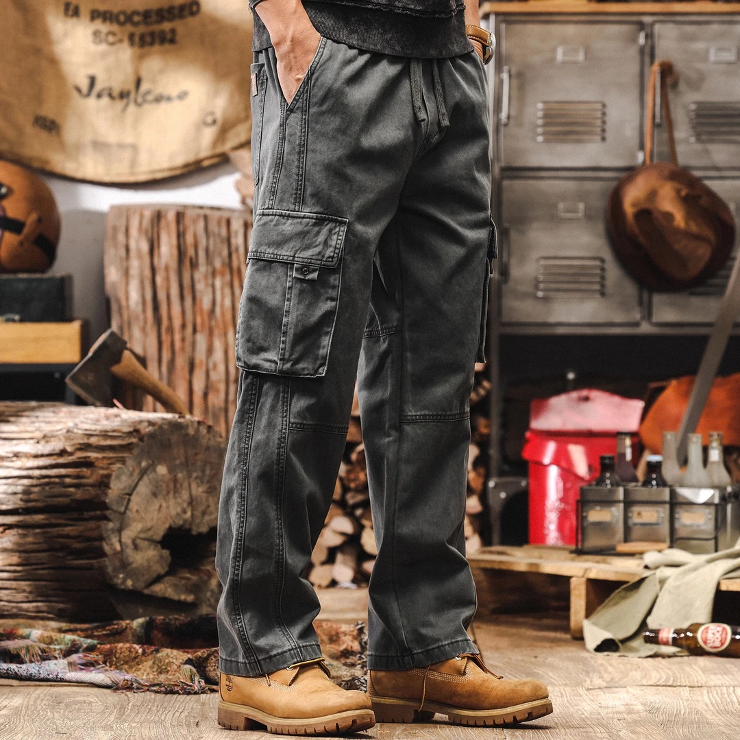 美式复古水洗做旧工装裤子男秋季2025潮牌直筒硬朗户外宽松休闲裤