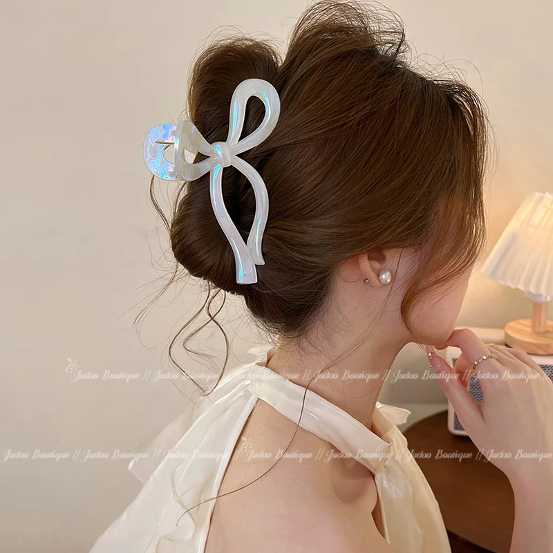 立体蝴蝶结抓夹女高级感2025新款鲨鱼夹春夏发夹后脑勺显发量发饰