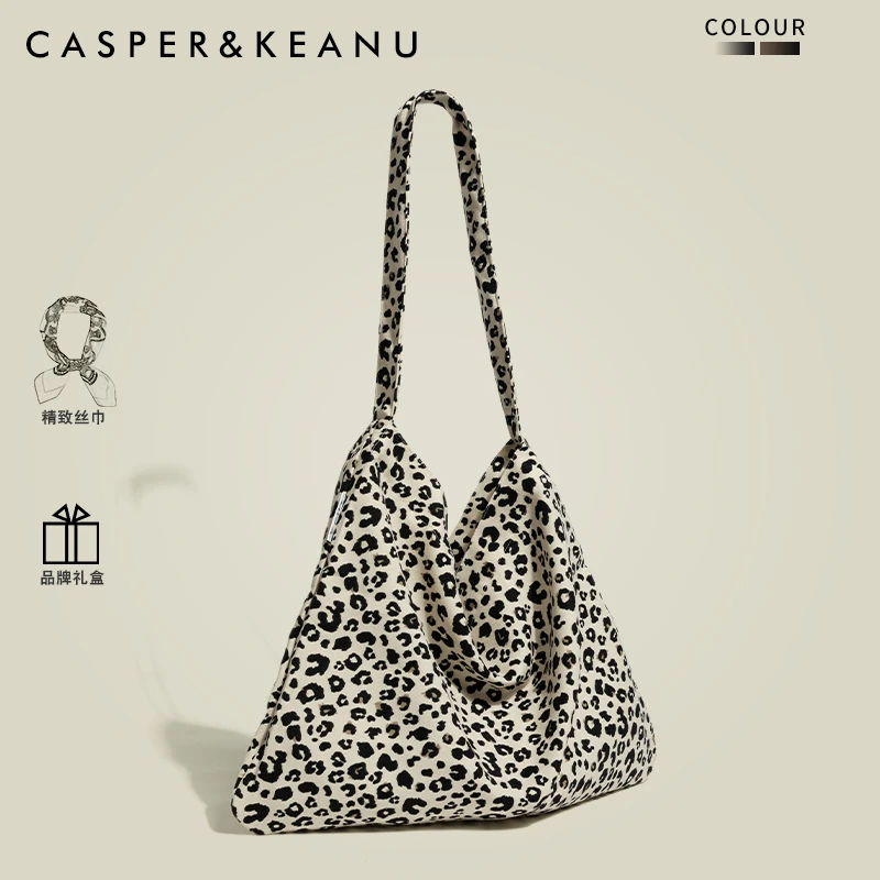 CASPER&KEANU赵露思同款豹纹女生夏帆布包宋慧乔韩国购物袋单肩包