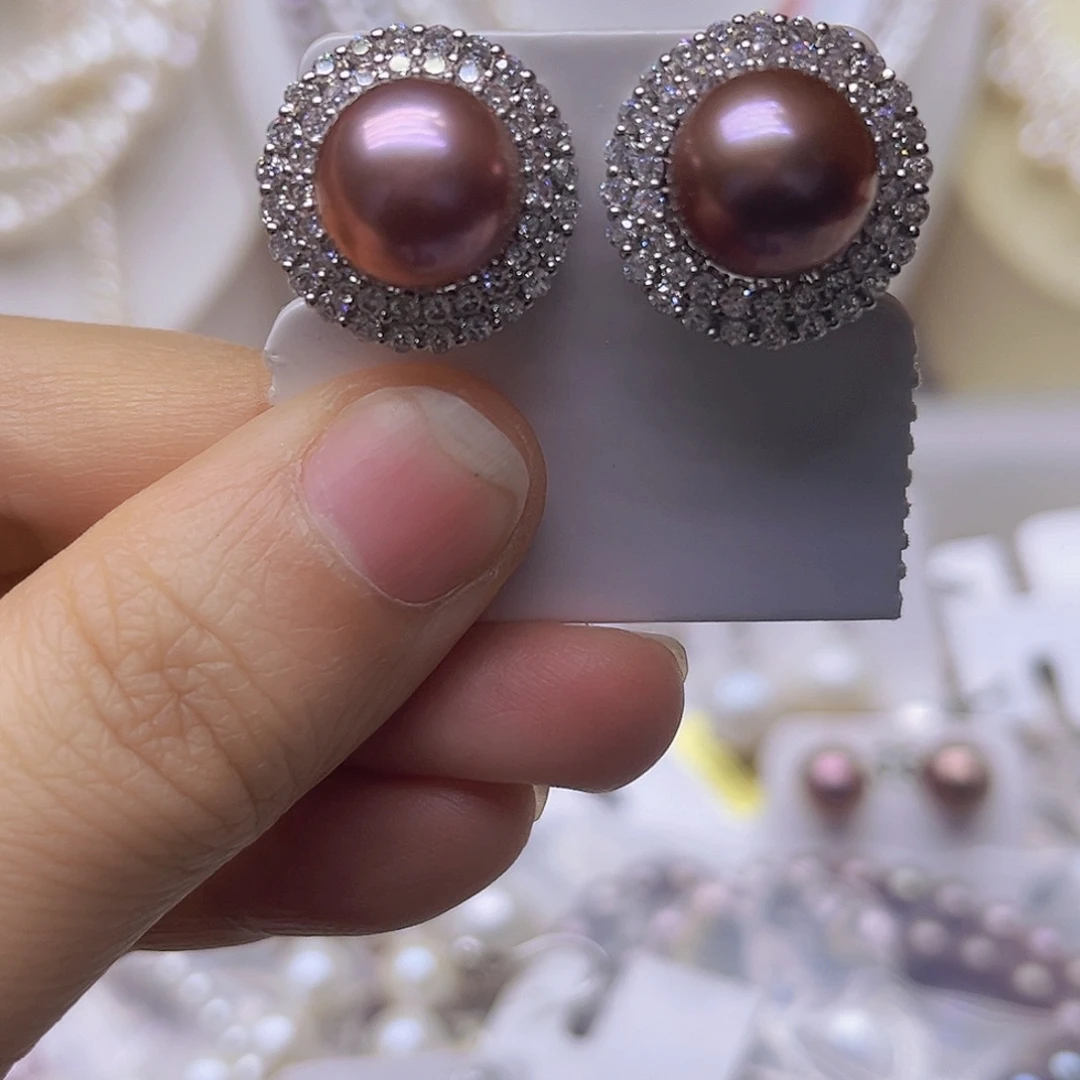 吊坠或者耳钉银S925镶嵌淡水珍珠