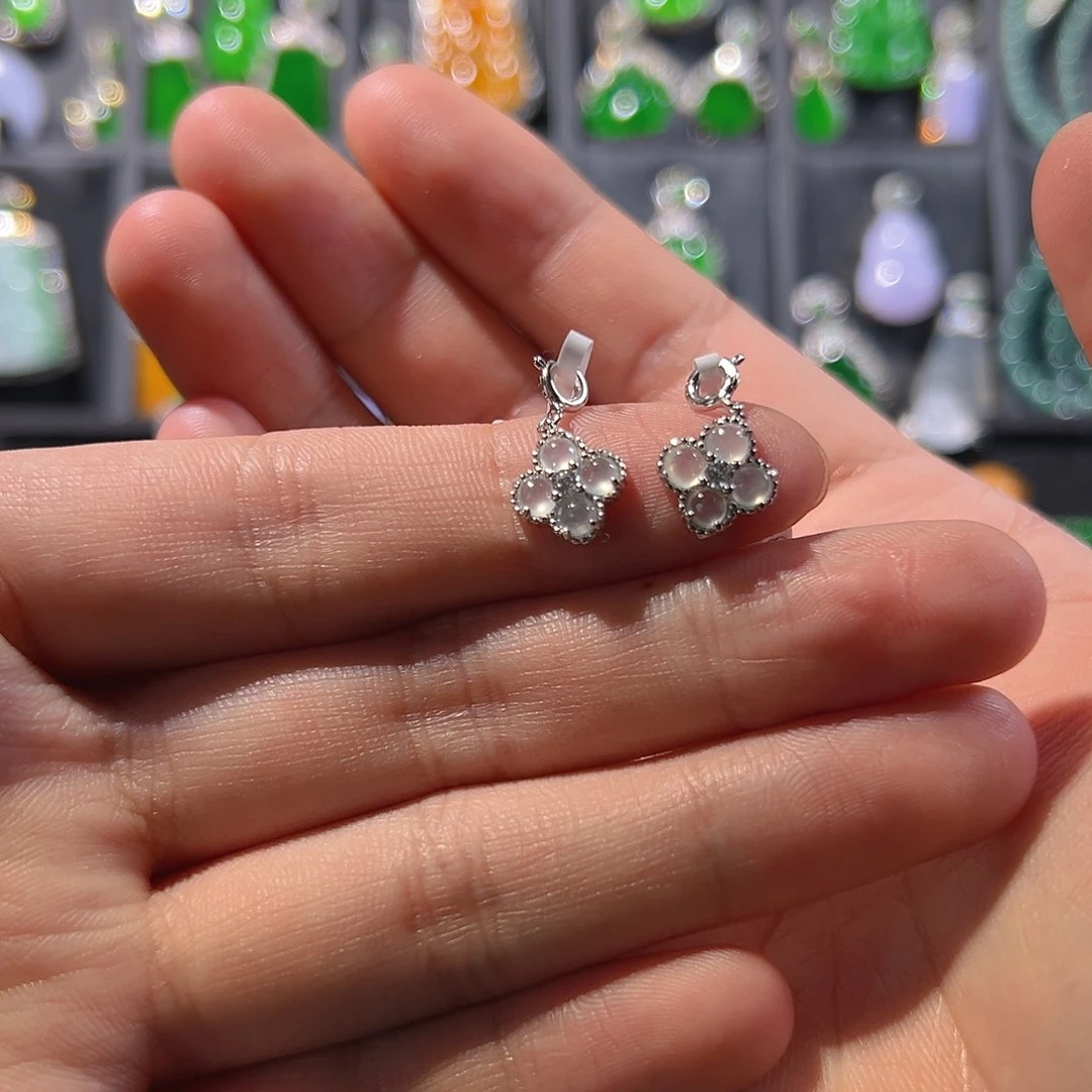 翡翠银S925镶嵌吊坠(不含链)