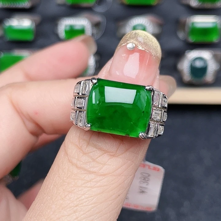 翡翠戒指银S925镶嵌编号2078没有运费险