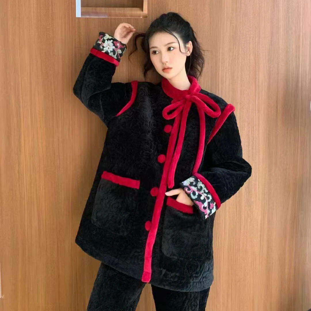 原艾慕优品牌招财进宝可外穿加绒加厚冬季时尚女士家居服